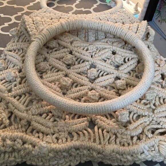 Ring Handle Double layered Thick Macrame Bag - Picture 6 of 8